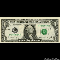 H- 1$ Federal Reserve Notes - Small Size 1988A Series