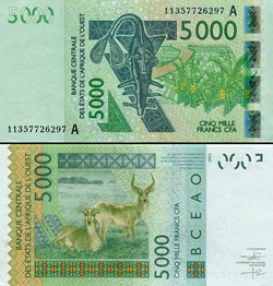 B.C.E.A.O - FRANCS CFA - CÔTE D'IVOIRE - LETTRE A - 5000 FRANCS - PICK 117 A i