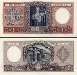 ARGENTINE - PICK 260 b - 1 PESO - 1952