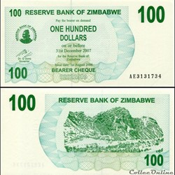 ZIMBABWE - PICK 042a - 100 Dollars - 2006