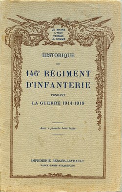 HISTORIQUE DU 146 ° RÉGIMENT D'INFANTERIE