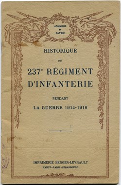 HISTORIQUE DU 237 ° RÉGIMENT D'INFANTERIE