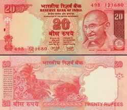 INDE - PICK 089A - 20 ROUPIES - 2002