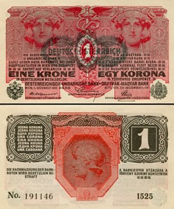 AUTRICHE - PICK 049 - 1 KRONEN - 1919