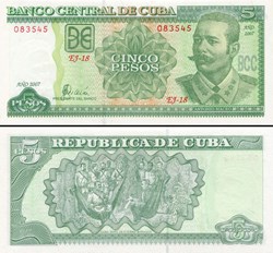 CUBA - PICK 116j - 5 PESOS - 2007