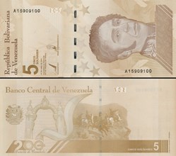 VENEZUELA - PICK 115a - 5 BOLIVARES Soberanos - 2021