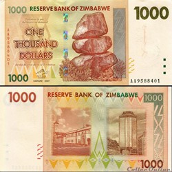 ZIMBABWE - PICK 071a - 1000 Dollars - 2007