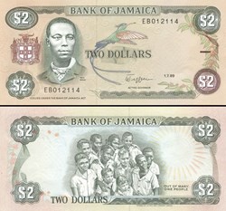 JAMAÏQUE - PICK 69c - 2 DOLLARS - 1989