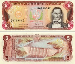 RÉPUBLIQUE DOMINICAINE - PICK 131  - 5 PESOS DE ORO - 1990