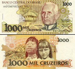 BRÉSIL - PICK 231a - 1000 CRUZEIROS - 1990