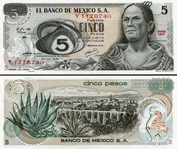MEXIQUE - PICK 062- Série 1AY - 5 PESOS - 1972