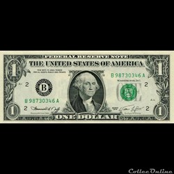 B- 1$ Federal Reserve Notes - Small Size 1974 Series