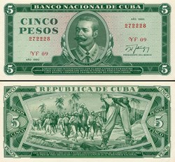 CUBA - PICK 103d2 - 5 PESOS - 1990