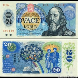 TCHÉCOSLOVAQUIE - PICK 95 - 20 KORUN - 1988