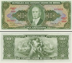 BRÉSIL - PICK 177a - 10 CRUZEIROS - 1962