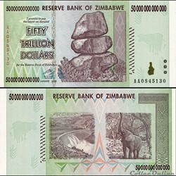 ZIMBABWE - PICK 090a - 50 000 000 000 000 Dollars - 2008