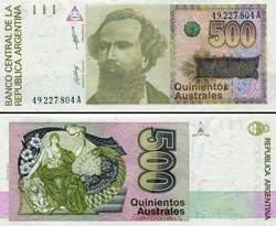 ARGENTINE - PICK 328 a - 500 AUSTRALES - 1988