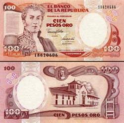 COLOMBIE - PICK 426 A - 100 PESOS DE ORO COLOMBIEN - 1991