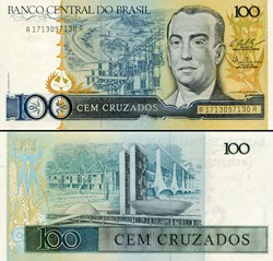 BRÉSIL - PICK 211c - 100 CRUZADOS - 1987