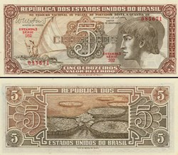 BRÉSIL - PICK 166b - 5 CRUZEIROS - 1961