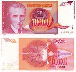 YOUGOSLAVIE - PICK 114a - 1000 DINARA - 1992