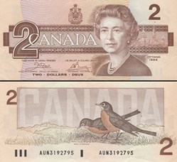 CANADA - PICK 094 a - 2 DOLLARS - 1986