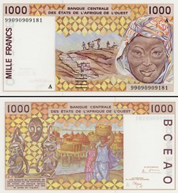 B.C.E.A.O - FRANCS CFA - CÔTE d'IVOIRE - LETTRE A - 1000 FRANCS - PICK 111 A i