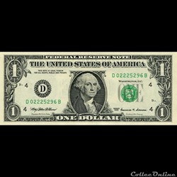 D- 1$ Federal Reserve Notes - Small Size 1999 Series