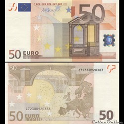 50 EUROS - SIGNATURE DRAGHI - PICK 17 Z - BELGIQUE