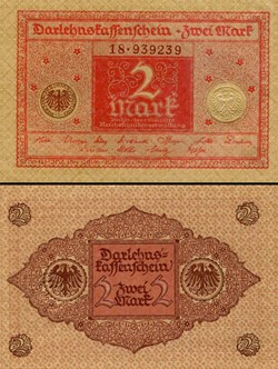 ALLEMAGNE - PICK 059 - 2 MARK - 1920