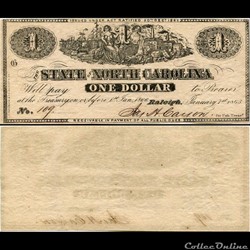 $1 - CAROLINE DU NORD - RALEIGH - 20 DÉCEMBRE  1862