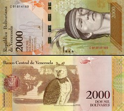 VENEZUELA - PICK 096b - 2000 BOLIVARES - 2016