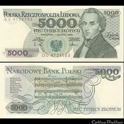 POLOGNE - PICK 150 C - 5000 ZLOTYCH - 1988
