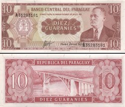 PARAGUAY - PICK 196 b - 10 GUARANIES - 1963