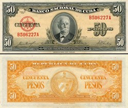 CUBA - PICK 081b - 50 PESOS - 1958