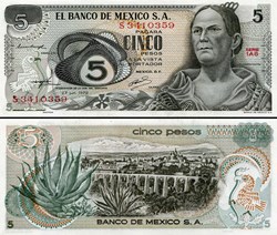 MEXIQUE - PICK 062- Série 1AS - 5 PESOS - 1972