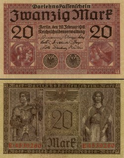 ALLEMAGNE - PICK 057 - 20 MARK - 1918