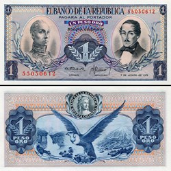 COLOMBIE - PICK 404 e 5 - 1 PESO DE ORO COLOMBIEN - 1973