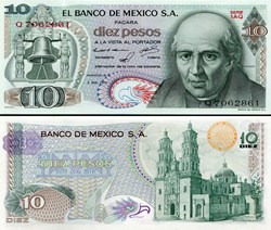 MEXIQUE - PICK 063d1 - 10 PESOS - 1971