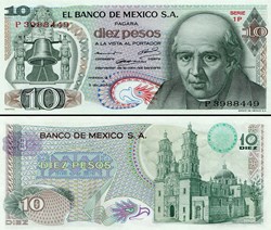 MEXIQUE - PICK 063b2 - 10 PESOS - 1969