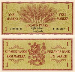 FINLANDE - PICK 98 a 41 - 1 MARKAA - 1963