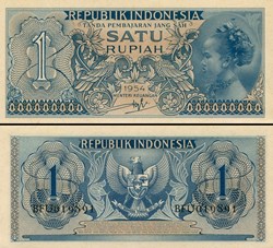 INDONÉSIE - PICK 072 - 1 ROUPIES - 1954