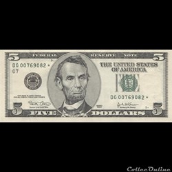 5$ Federal Reserve Notes - Small Size 2003 Series