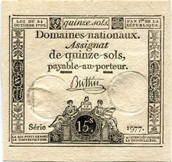 FRANCE - ASSIGNAT DE 15 SOLS -24/10/1792