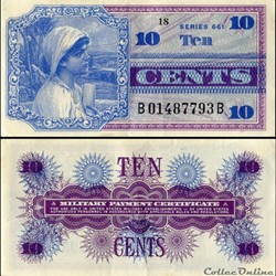 US - MILITARY PAYMENT - 10 CENTS - SERIE 661 - P M 65