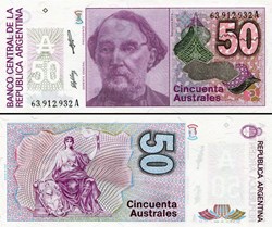ARGENTINE - PICK 326 b 2 - 50 AUSTRALES - 1989