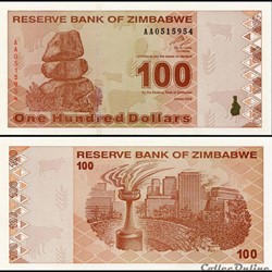 ZIMBABWE - PICK 097a - 100 Dollars - 2009