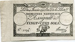 FRANCE - ASSIGNAT DE 25 SOLS -04/01/1792