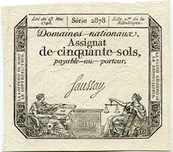 FRANCE - ASSIGNAT DE 50 SOLS -23/05/1793