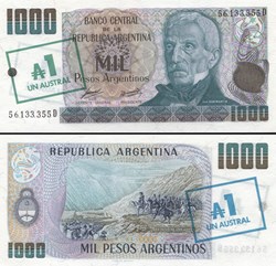 ARGENTINE - PICK 320 - 1 AUSTRAL sur 1000 PESOS - 1985